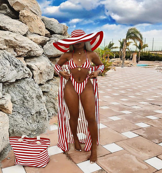 Stripe Three Piece Bikini