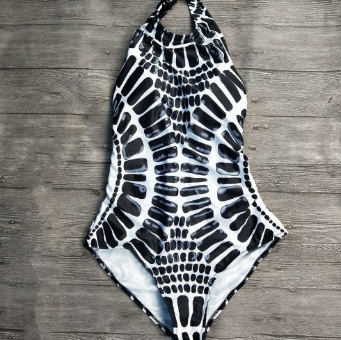 Printed One-piece Backless Swimsuit